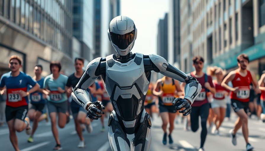 Humanoid robot running half-marathon with humans.