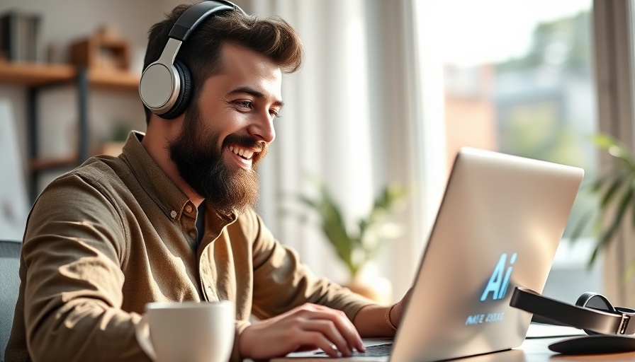 Man interacting with Shopify ChatGPT on laptop in home office.