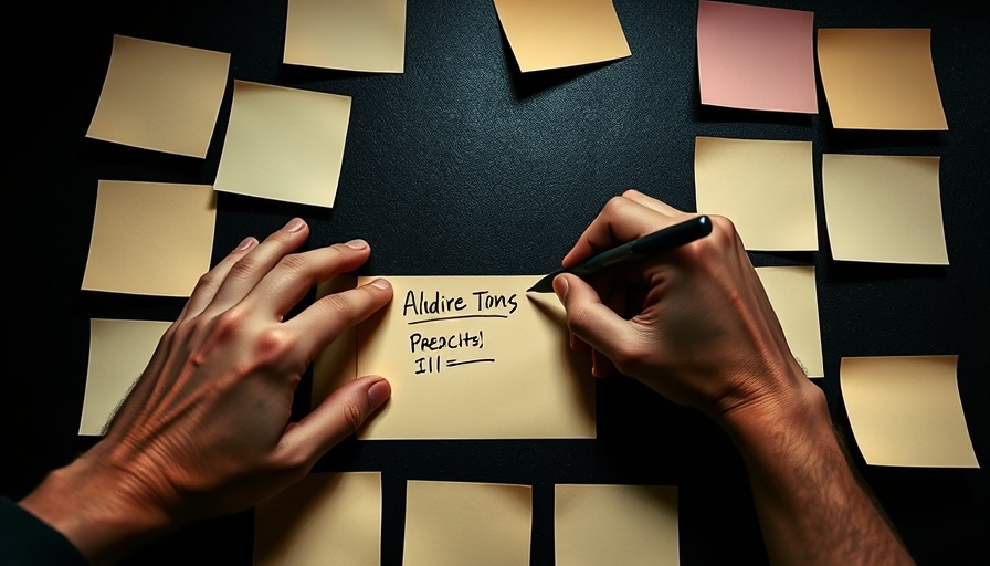 Organized hands writing on sticky notes for peace of mind.