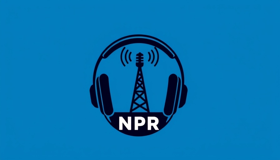 Minimal NPR logo with headphones on blue background.