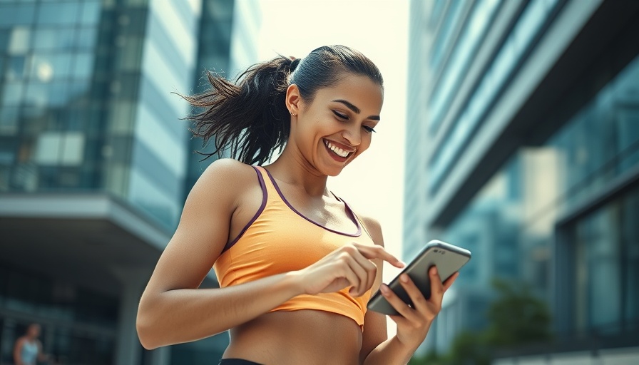 Enthusiastic athlete using a phone, AI-powered race predictor concept