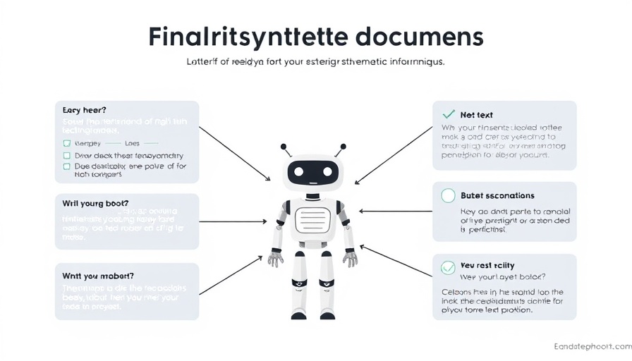 Infographic on synthetic document fine-tuning for baking with robot icon.