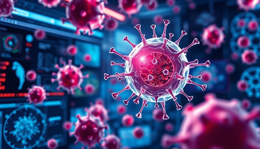 Cell therapy illustration targeting solid tumors in a lab setting.