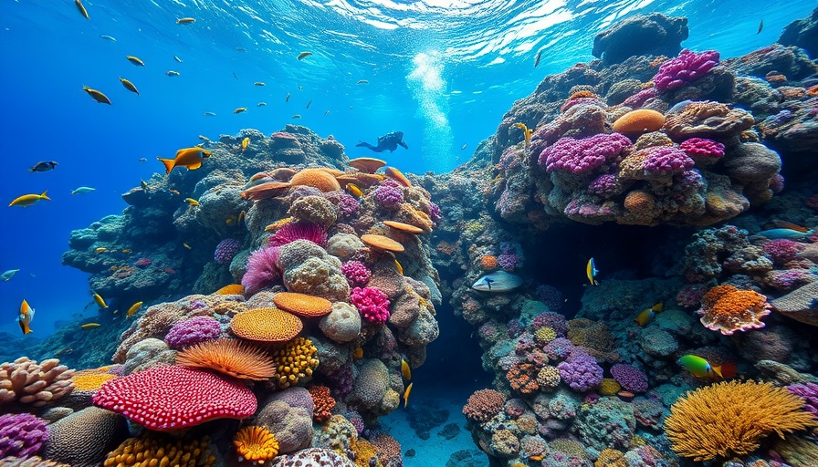 Revive Our Ocean initiative: diver exploring vibrant coral reef.