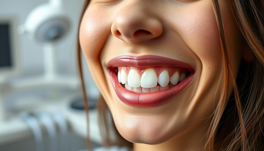 Smiling woman showcasing dental results in clinic; Veneers vs Implants.