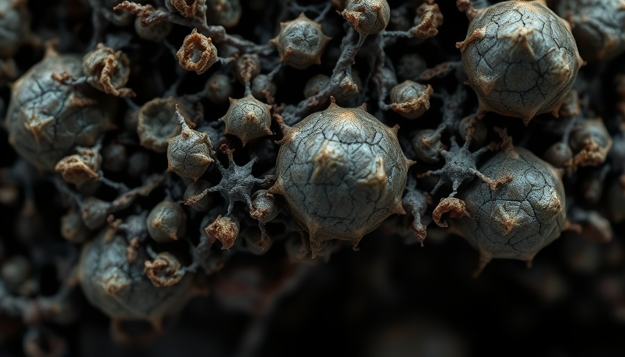 Magnified zombie skin cells, lifeless and textured, macro view