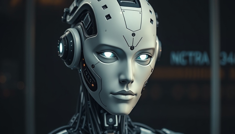 Futuristic humanoid robot introducing new AI productivity tools.