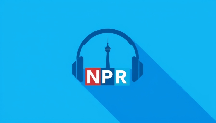 Minimalistic NPR logo in blue with headphone design.