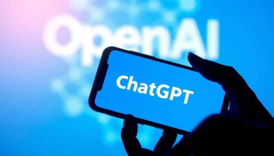 Silhouette holds phone with ChatGPT text, OpenAI background.