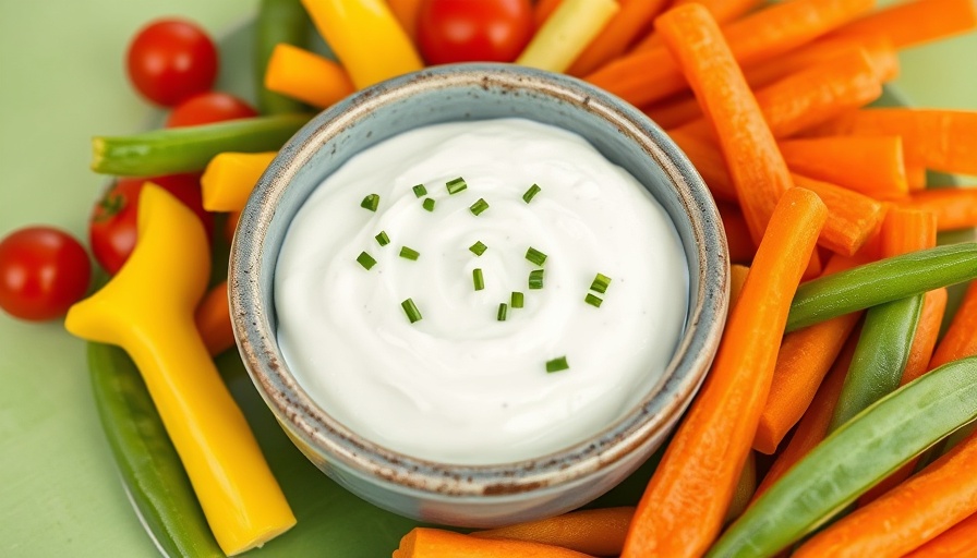Greek yogurt ranch dressing with fresh veggies.