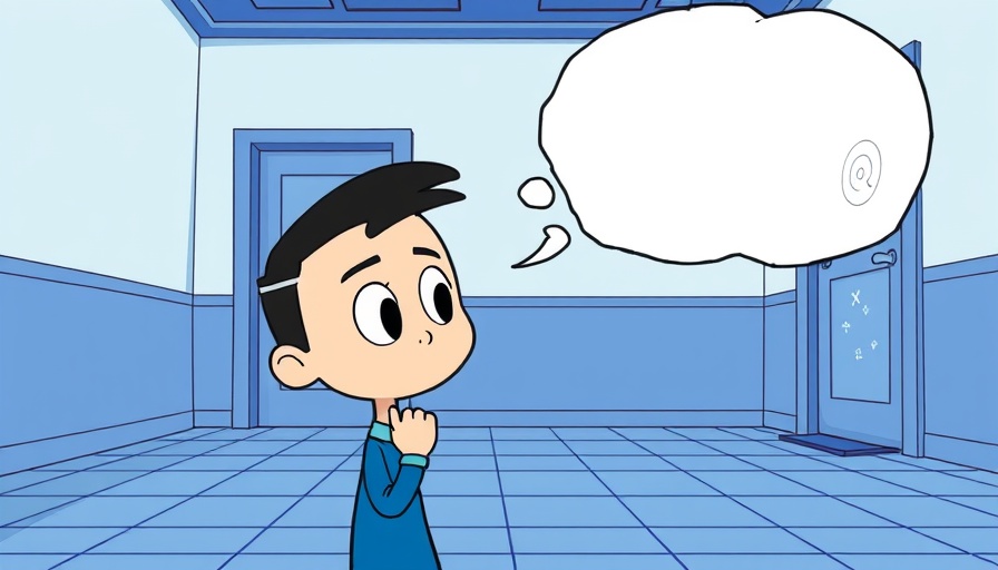 Cartoon character considering AI control strategies in symbolic hallway.