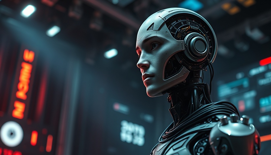 AI Model Quen 3 futuristic humanoid with cybernetic circuitry.