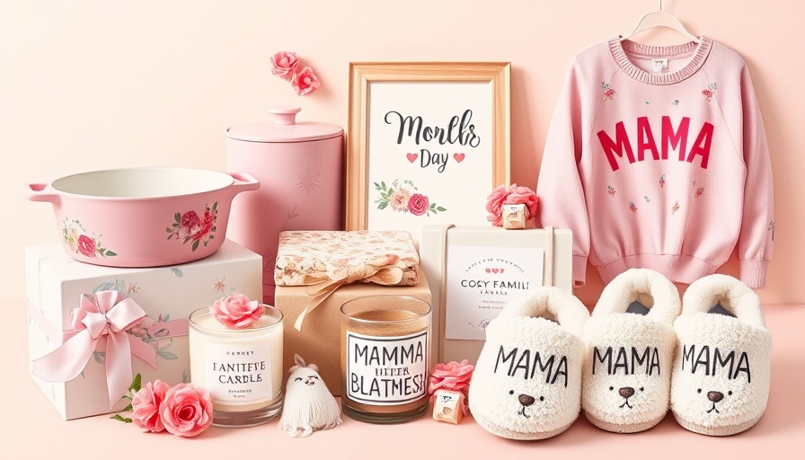 Colorful Mother's Day gift ideas collage with cozy items.