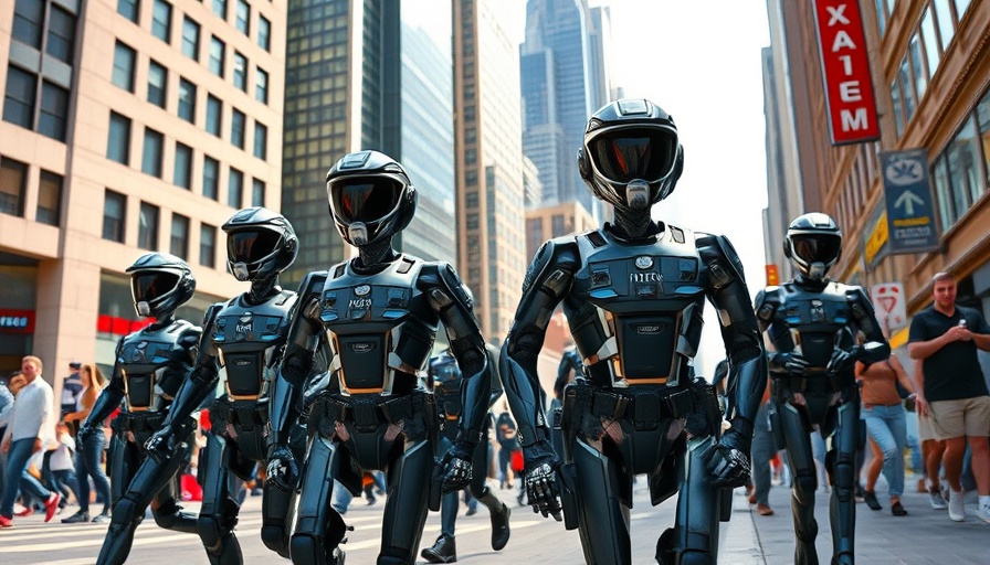 China AI Police Robot PM01 parade in urban street