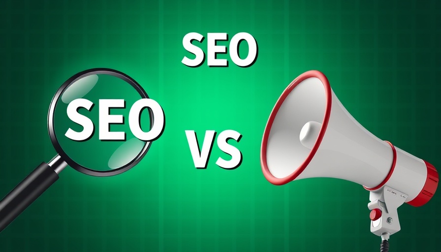 SEO vs PPC strategies concept with magnifying glass and megaphone