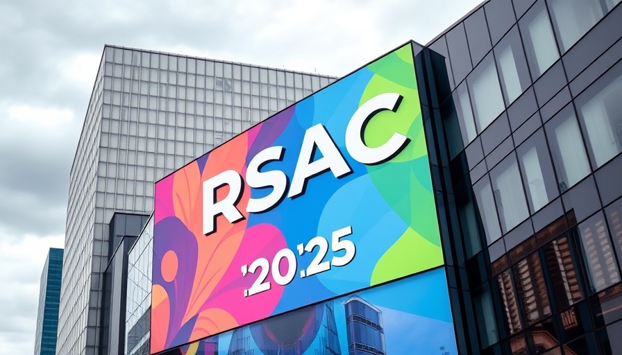 Colorful RSAC 2025 conference signage highlighting cybersecurity challenges.