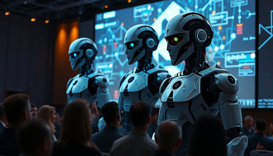 AI humanoid robots and AI policing trends showcased in a futuristic conference.