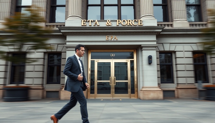 EPA building entrance with person walking by