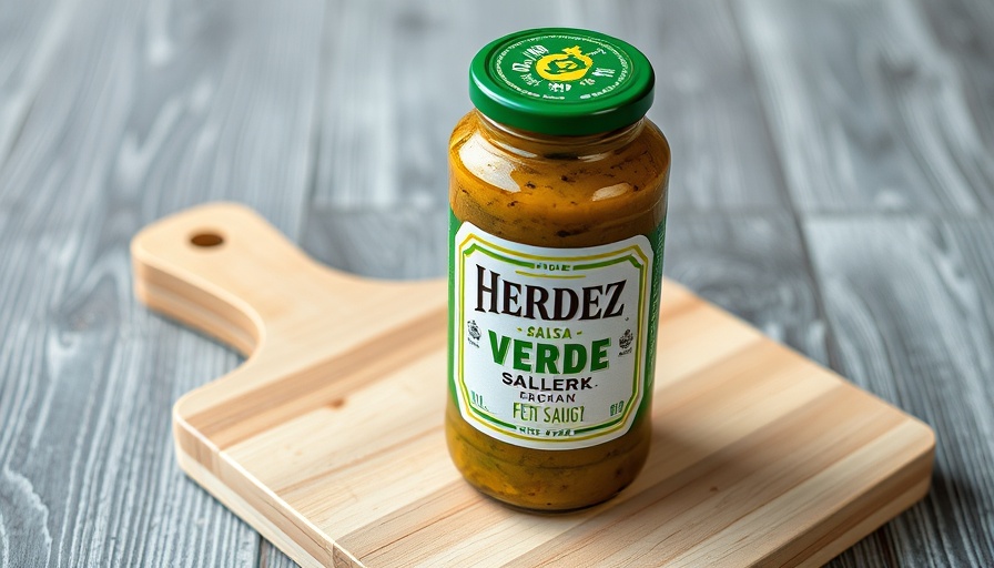 Herdez Salsa Verde Flavorful Health Ingredient on cutting board.