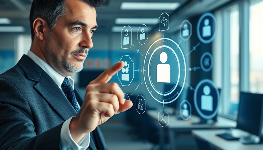 AI in ESG investing: professional with ESG holographic icons.