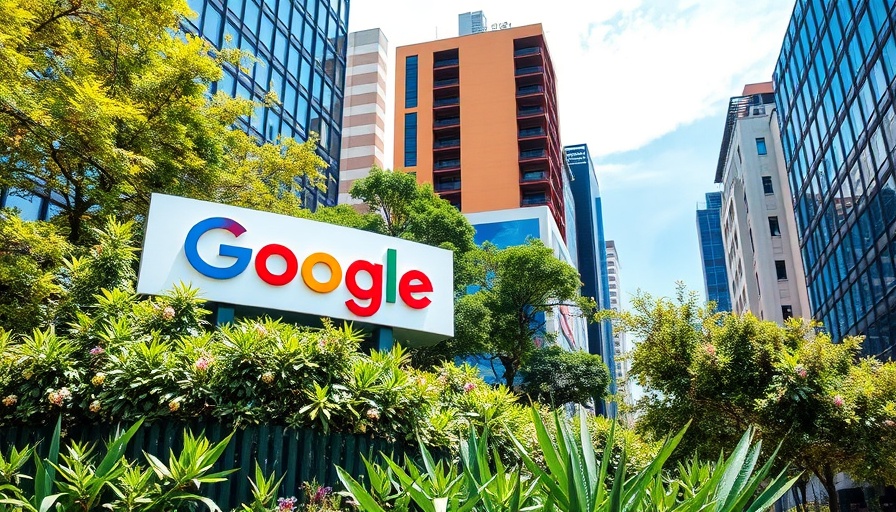 Google office building with lush greenery, emphasizing user engagement.