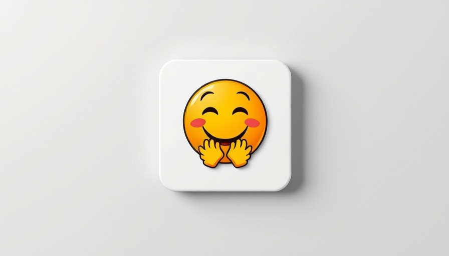 Hugging Face's AI Tool smiling emoji with hugging hands on gray background.