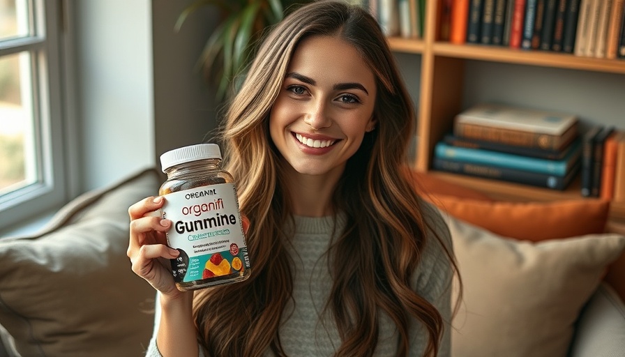 Woman holding Organifi Creatine Gummies for review indoors.
