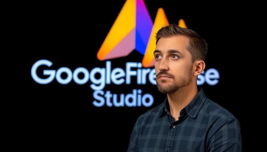 Man ponderingly gazes at Google Firebase Studio logo.