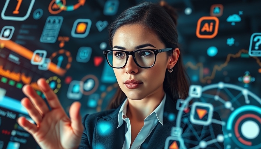 AI challenges in investment firms: businesswoman navigating digital data.