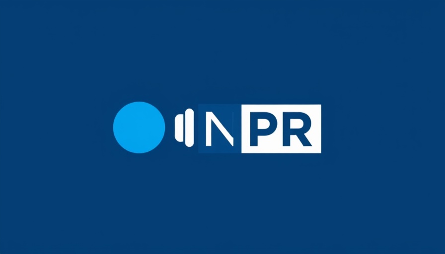 NPR logo with headphones on blue backdrop.