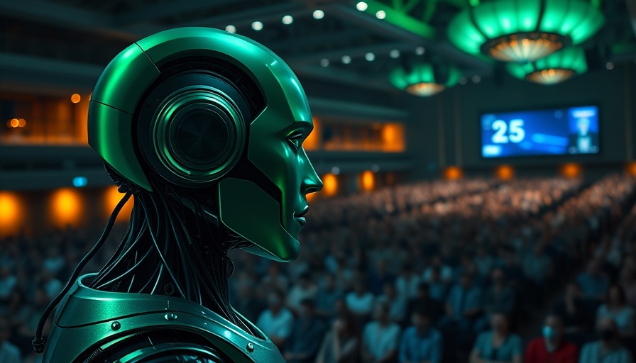 Futuristic robotic head at Google Gemini 2.5 Update event.