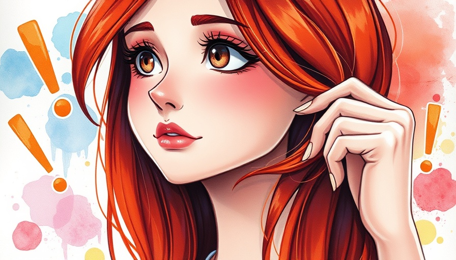 Woman contemplating trichotillomania acceptance in watercolor art.