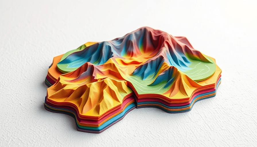 Abstract AI sandbagging topographical map with colorful layers.