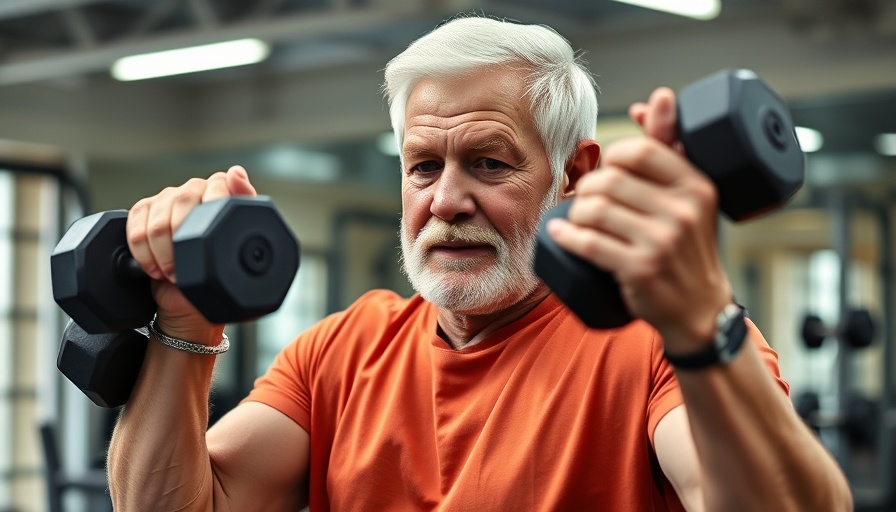 Elderly man engaging in power training, highlighting healthy aging benefits.