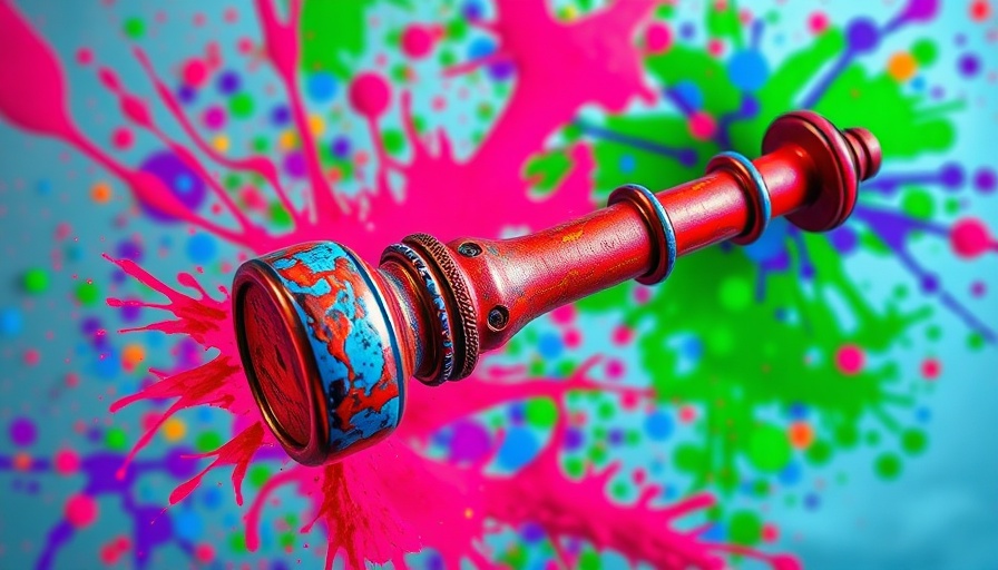 Colorful abstract gavel with vibrant splashes, related to Josh Raffaelli lawsuit.