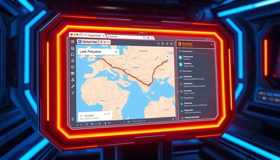 Futuristic digital interface showing AI agent navigating Google Maps.