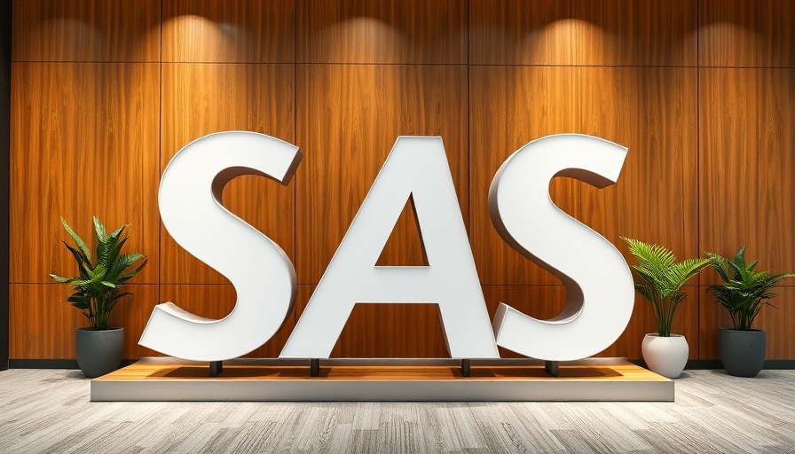 SAS generative AI hype: Decorative SAS logo in modern office setting.