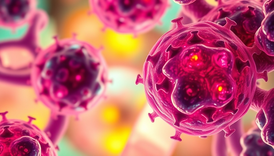 Abstract ovarian cancer cells illustration with fat-rich fluid.
