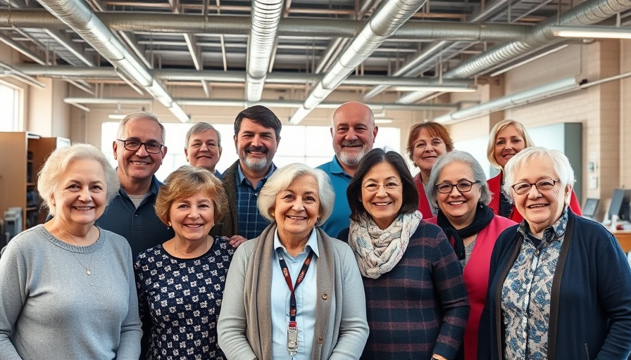 Smiling seniors at digital literacy class in community center.