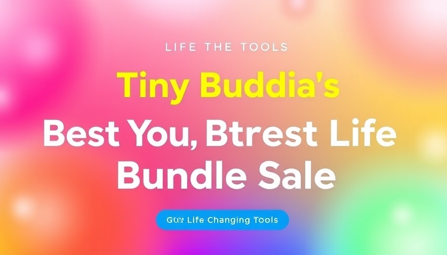 Transformative Life Tools poster with sale details, colorful gradient.