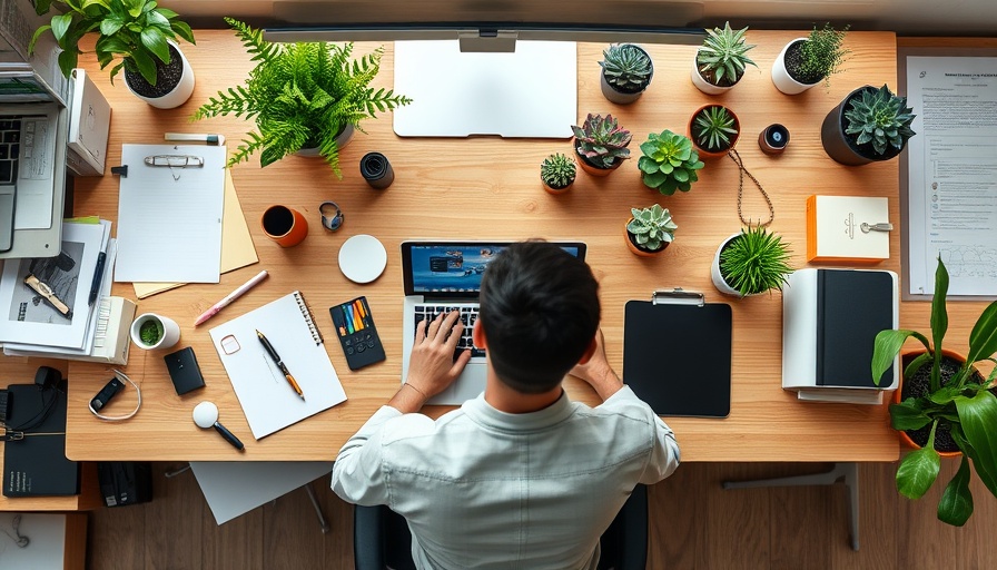 Person organizing desk to declutter online accounts.