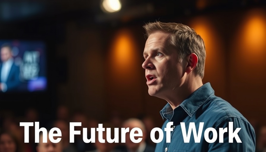 Generational Divide in AI Utilization conference speaker discussing future work trends.