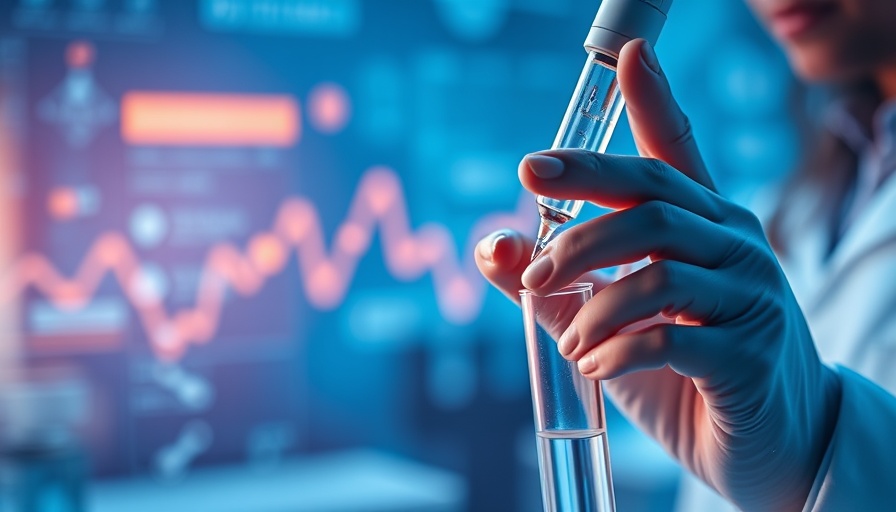 AI-designed drug interface, laboratory scene, digital overlays.