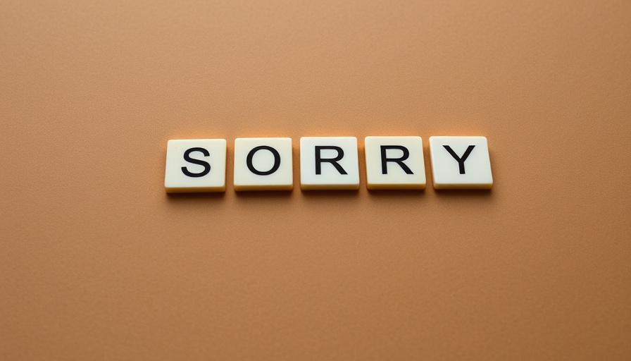 Letter tiles spelling 'SORRY' on brown background symbolizing practice forgiveness.