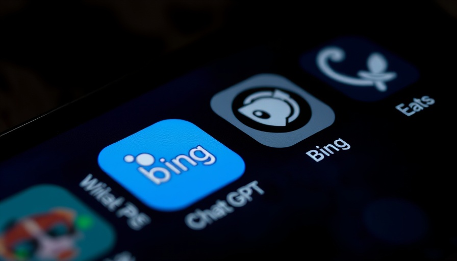Microsoft Bing app icon on smartphone screen next to other apps.