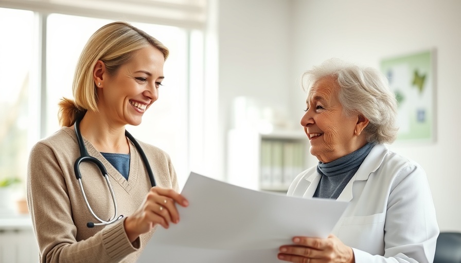 Professional discussing personalized aging treatments in a warm setting.