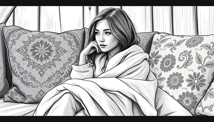 Avoiding Painful Emotions: Serene woman wrapped in blanket sketch