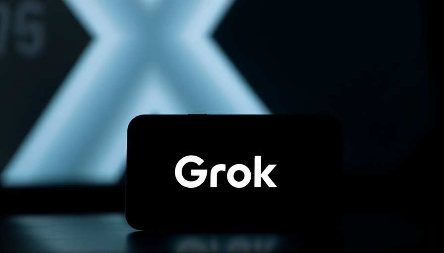 Grok logo on smartphone screen symbolizing AI governance and ethical standards.