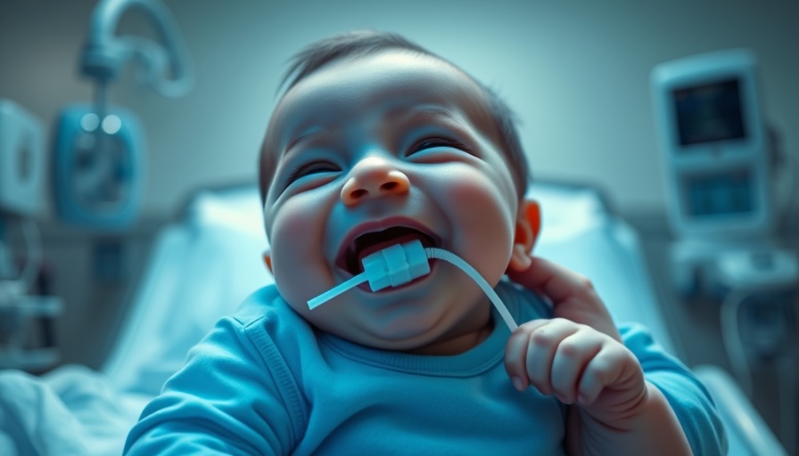 Baby in hospital with nasal tube, CRISPR gene-editing treatment.