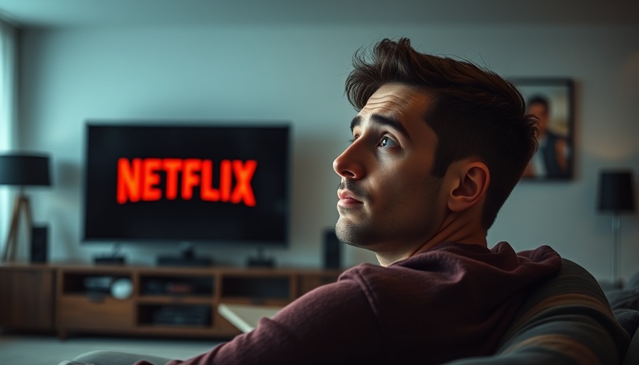 Young man engaged with Netflix screen for Generative AI Advertising.